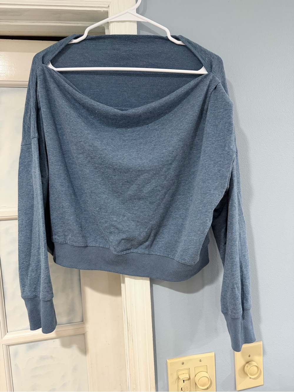 Casual Off-the-Shoulder Sweater — Dusty Blue